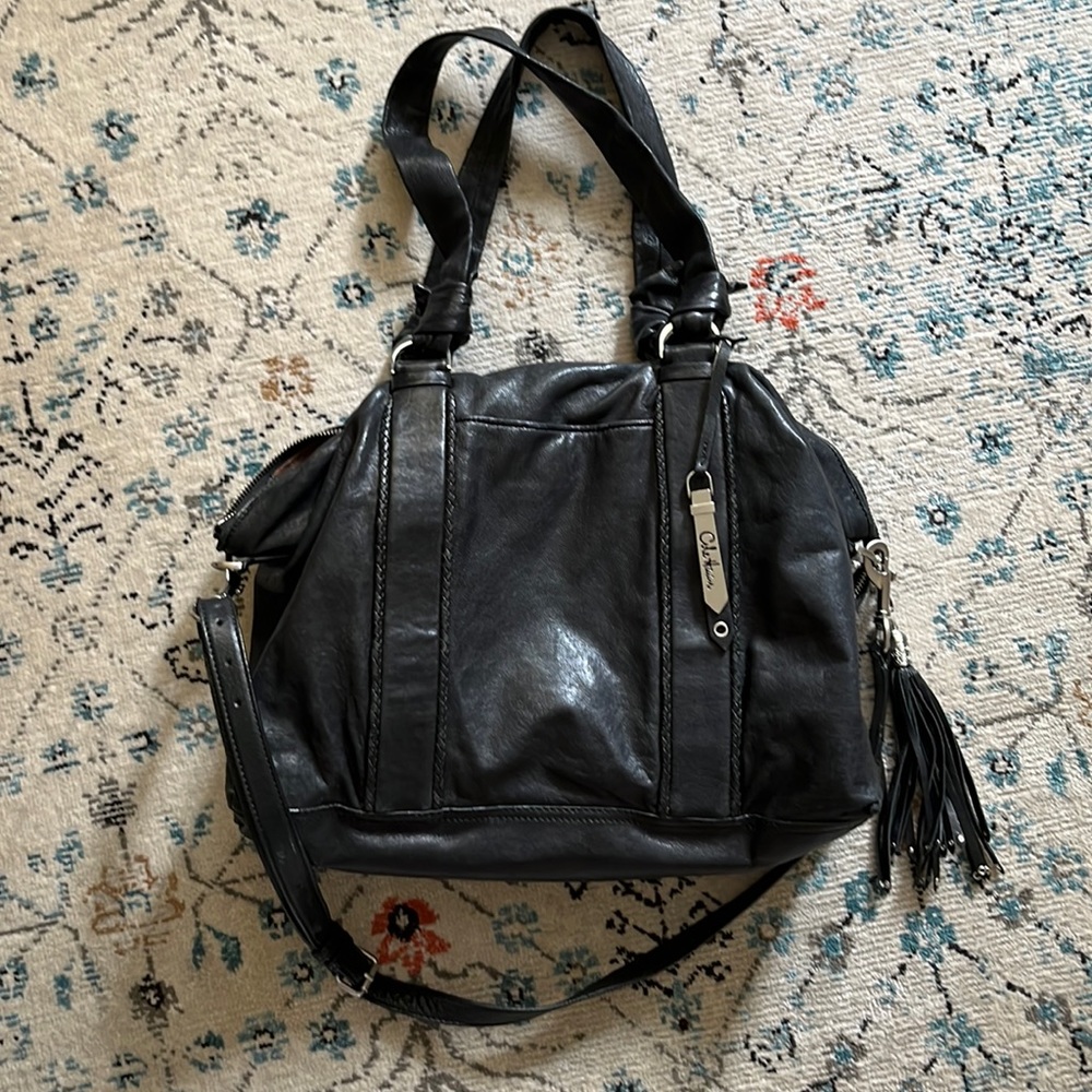 Cole Haan slouchy black leather hobo bag
